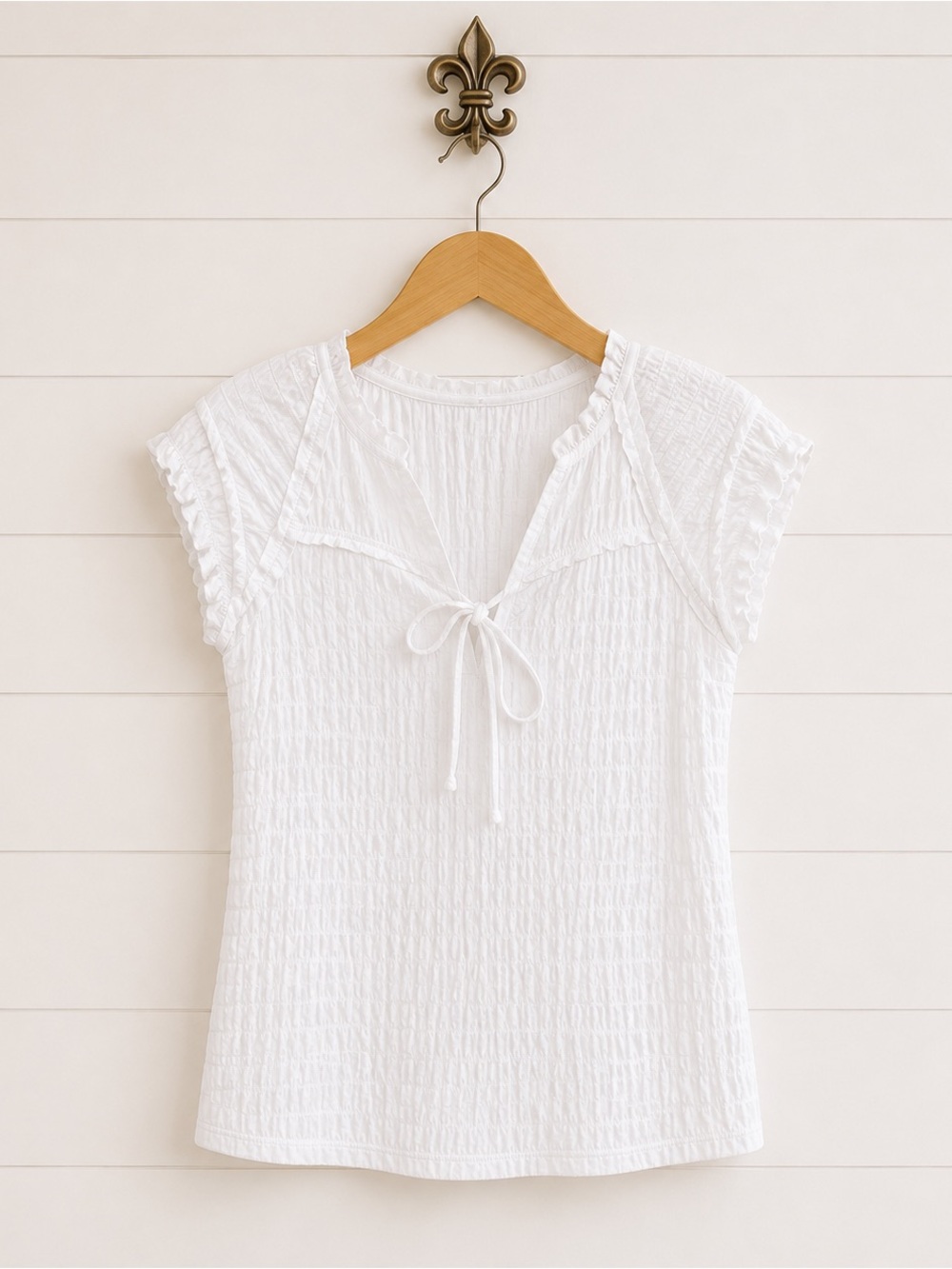 Robertson Rodeo white crinkle gauze boho chic bohemian top blouse M